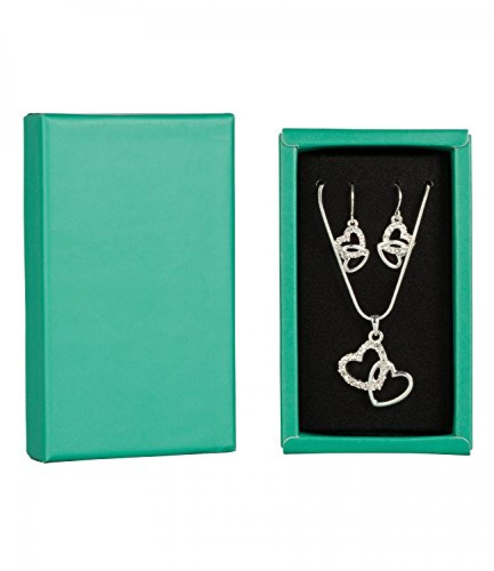 SIX "Xmas Sets" Geschenk Box mit Kette & Ohrh&auml;ngern, silber, Herzen, Strass (388-245) 